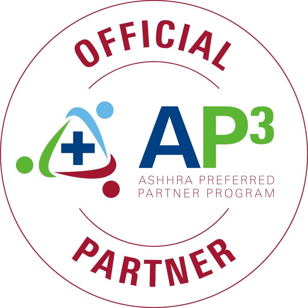Logo. Text reads Official Partner, ASHHRA Preferred Partner Program, called AP3