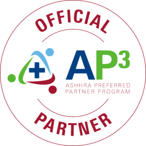Logo. Text reads Official Partner, ASHHRA Preferred Partner Program, called AP3
